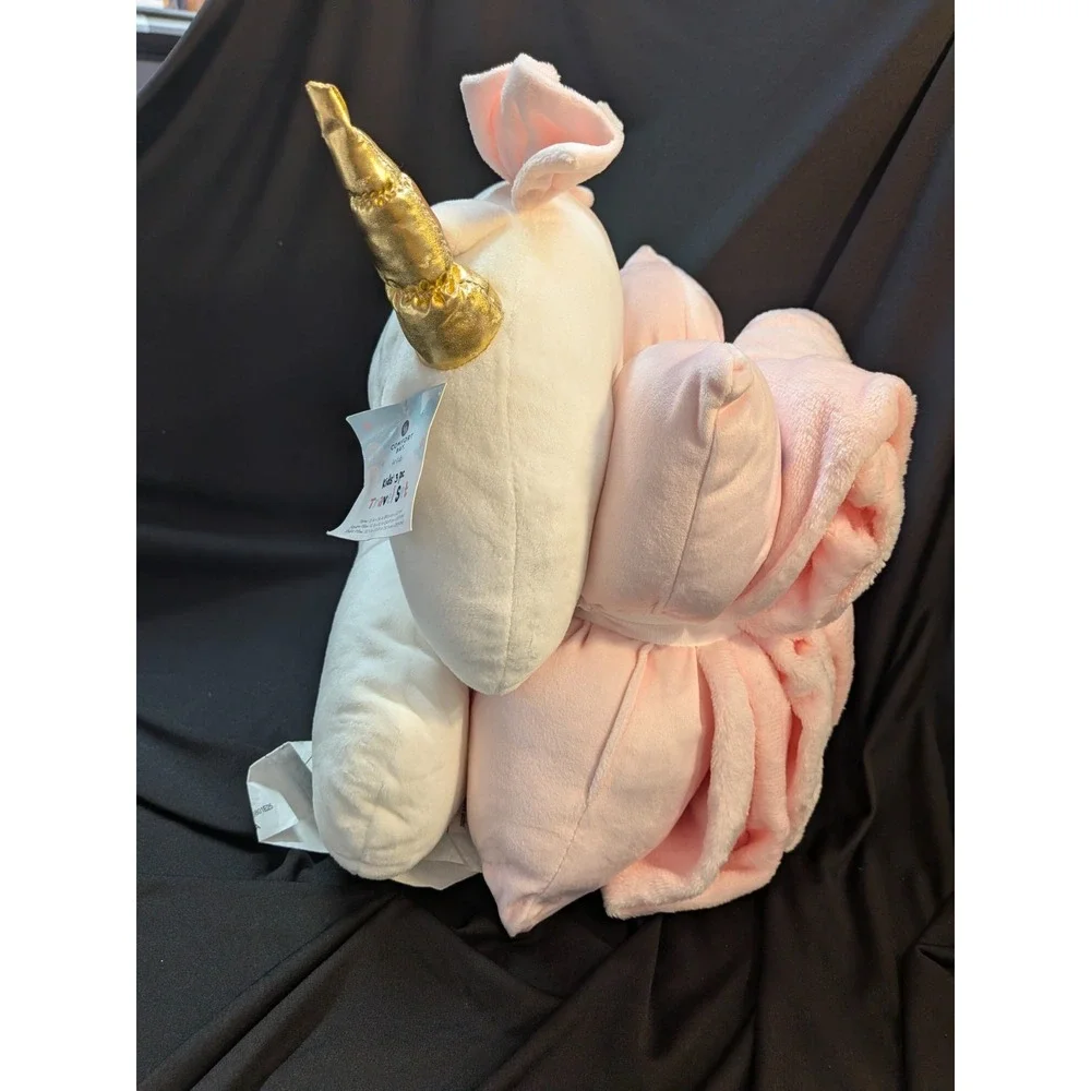 Unicorn 3 Piece Travel Set, 35x50 Blanket, 12x12 Pillow & Character Pillow